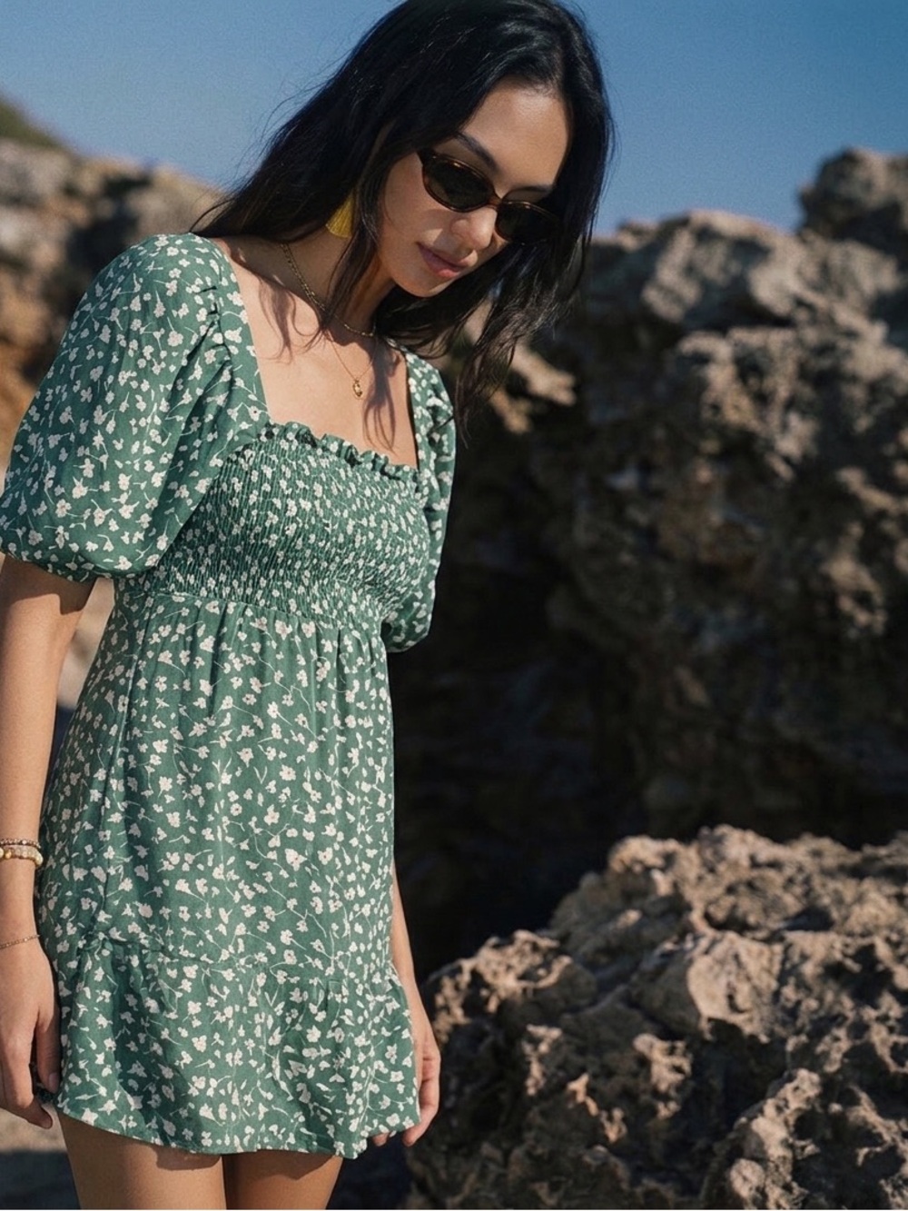 Smocked mini dress